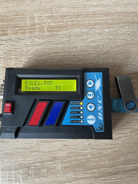 Drip Feed CNC Interface for Legacy CNC Machines seamless RS232 program transfer with USB port and LCD display.