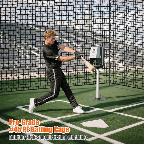 Heavy Duty Baseball Batting Cage Netting 45 Pound PE Net For Backyard or Team Training, outdoor practice with batter