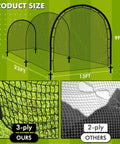 Illustration showing dimensions of Backyard Baseball Batting Cage For Baseball And Softball Practice 22 Ft Portable Net.