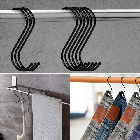 30 Pack Heavy Duty Black S Hooks 3.5 Inch Large S Shaped Metal Hanging Hooks For Kitchen Utensils Pots Pans Towels Bags Jeans
