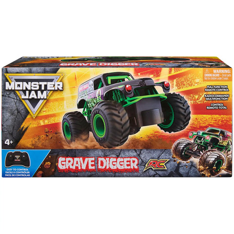 Packaging of Awesome Grave Digger RC Monster Truck 1:24 Scale 2.4 GHz RC Vehicle For Kids 4 And Up Realistic Die Cast Look Durable Build