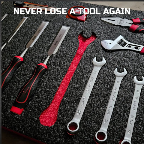 Rock Solid Tool Box Foam Organizer 3 Pack 20X16X1 Inch Kaizen Sheets For Custom Shadow Board Heavy Duty Polyethylene Foam Inserts That Keep Your Pro Tool Stash Locked Down Tight Black And Red