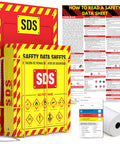 Wall Mounted SDS Station With 3 Inch Binder And Wire Rack OSHA GHS Safety Data Sheet Station Bilingual Labels Display
