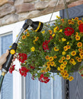 RelaxGrip 8 Pattern 16 Inch Pivoting Wand Bundle With Ergonomic Thumb Control Metal Nozzle Easy Watering Arthritis Sufferers Adjustable Pivoting Head No Sweat Spraying Durable Black And Yellow Garden Hose Sprayer watering hanging flowers.