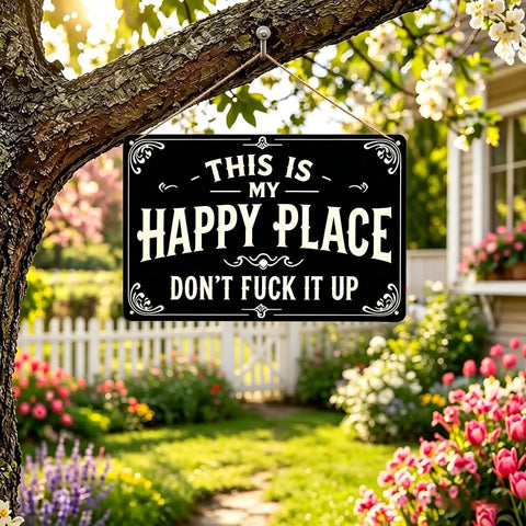 Hella Funny Sarcasm Metal Yard Sign Rust Proof Wall Art For Barn Farmhouse Kitchen Bar Man Cave Hilarious Housewarming Gift For Dude And Gal 12 X 8 Inch Indoor Cool Yard Decor hanging on tree in garden.