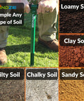 Person using 20 Inch Soil Probe For Lawn Core Sampling And Soil Testing, Durable 12 Inch Depth Sampler on various soil types.