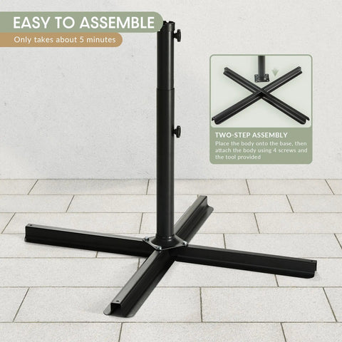 Universal Heavy Duty Patio Umbrella Cross Brace Stand For Outdoor Umbrellas, Aluminum Construction, Fits 9ft And 10ft Models