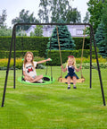 Two Seat Swing Stand For Indoor And Outdoor Use Heavy Duty Metal A Frame Built To Last Up To 440lbs With Ground Stakes Spacious Base