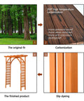 85 Inch Wooden Garden Arch Trellis For Climbing Plants, Outdoor Yard Arbor with natural wood finish and weatherproof treatment