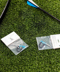 Two Sets Archery D Loop Kit for Compound Bows with Metal U Nock D Ring Buckle Release Nocking Loop and Screwdrivers on grass ground