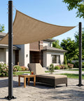 Outdoor patio with lounge, 2 Pack 10-Foot Shade Sail Poles, 2.6 Inch Diameter Steel Heavy Duty, Wind Resistant Shade Pole Kit