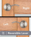 Entry Door Handle With Reversible Lever And Keyed Lock Featuring SmartKey Rekey Technology And Microban Protection In Satin Nickel