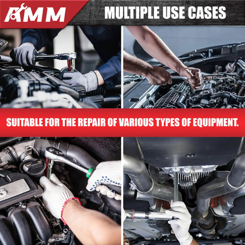 Mechanics using Three Eighths Inch Drive Extra Long Allen Hex Socket Set, 19 Piece SAE And Metric, S2 Alloy Steel Auto Repair Tools