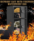 Extra Large Home Safe With Fireproof And Waterproof Bag, Built Tough Double Door Security Safe Box With Removable Shelves