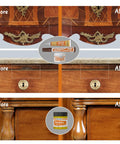 Wood Furniture Repair Kit 28 Piece Set With Touch Up Markers And Fillers before and after repair on drawers.