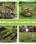 Tall 31.5 Inch Decorative Garden Fence Panels 14 Pack No Dig Metal Wire Border protecting flower beds and pets in lawn.