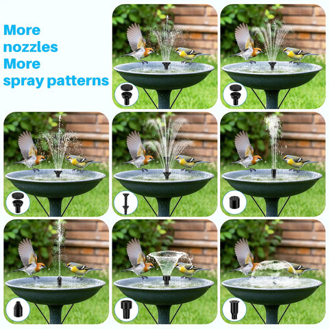 6.5W Solar Fountain Pump For Bird Bath No Fuss Easy Setup Multiple Nozzles Water Feature For Garden Yard And Small Pond Sun Powered Water Circulation To Attract Birds With Flowing Water