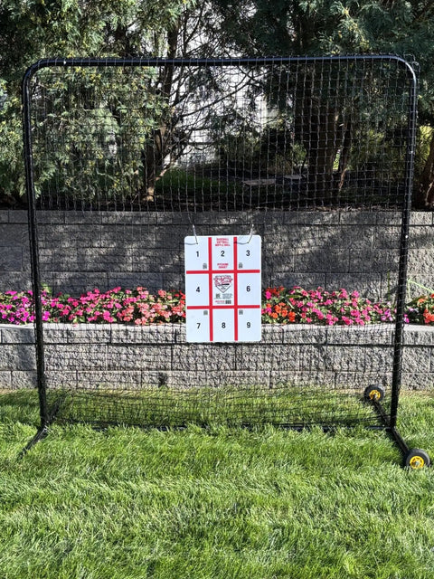 Full Height Baseball Pitching Net With Wheels For Portable Bullpen Training, Pitching And Hitting Practice, Backyard Drills
