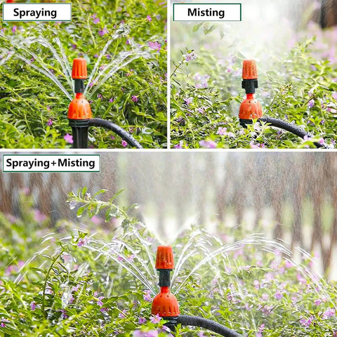 25 Adjustable Drip Irrigation Emitters For Quarter Inch Hose 360 Degree Water Flow Stake Drippers For Garden Irrigation System Easy To Clean And Replaceable Flexible Watering Accessories spraying misting modes