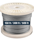 Spool of 316 Stainless Steel 1/8 Inch Aircraft Cable Rope For Deck Railing Kits And DIY Balustrades, 7x7 Wire, 150 Feet