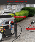 Built Tough Heavy Duty NEMA 6 15P Straight Blade Plug Connector 15 Amp 250 Volt in use with a generator and extension cord outdoors.
