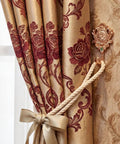 Built Tough Six Pack Vintage Curtain Tieback Hooks With Real Sharp Carved Rose Design Heavy Duty Cast Iron Wall Hooks For Coats Towels Keys Ready To Hang Gold Finish curtain tieback holding drapes in luxurious gold fabric