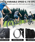 Cyclists riding with Two Pack Universal Bike Gear Shifters 3x6 Speed Revoshift Trigger Levers RS25-3L RS25-6R, showing durability.