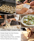All Purpose Bench Scraper For Dough And Pizza Stainless Steel Heavy Duty Griddle Chopper in use for cutting and prepping dough