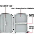 Open Rugged 7.5 Inch Camera Field Monitor Hard Shell Case With Scratch Resistant Interior showing mesh pouch and elastic band.