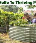 Galvanized Raised Garden Bed Kit 4 By 2 By 2 Feet Outdoor Planter For Vegetables And Flowers Large Silver Metal Garden Box With Durable Build And No Fuss Assembly For Quick Setup And Long Lasting Garden Fun in use