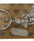 Heavy Duty Knee Action Cam Valve B-0475 For Commercial Food Service Kitchen With 1/2 Inch NPT Female Inlet, chrome parts in packaging.