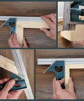Using Pro Grade Combination Square Set With Protractor 12 Inch Bevel Ruler for precise woodworking angles on a frame.