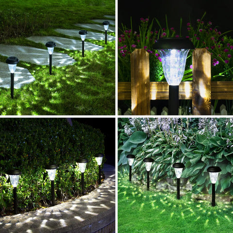 12 Pack Solar Lights Outdoor Waterproof IP65 Cool White Pathway Landscape Lighting for Garden Patio Yard Walkways