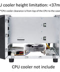 Side view of 4 Bay DIY NAS Case With 4 Drive Bays For 2.5 And 3.5 Inch Drives Mini ITX Motherboard Support USB 3.0, no CPU cooler