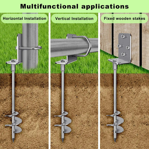 Tough As Nails Heavy Duty Ground Anchors For Trampolines And Outdoor Equipment 3 Inch Wider Spiral Stakes Fully Welded 30 Inch Long Set Of 6 For Sheds Swing Sets Carports Greenhouse And More