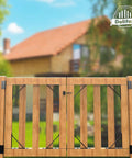Heavy Duty Gate Frame Kit No Sag For Wood Fence Gates and house in background