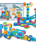 Learning Resources Gears Gears Gears Mega Builds Kid Friendly Building Toy Set with 235 colorful interlocking pieces assembled.