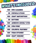 One Stop Arts And Crafts Kit For Kids And Toddlers With Pipe Cleaners, Popsicle Sticks, Buttons, and Googly Eyes list