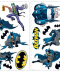 Batman Gotham Guardian Peel And Stick Wall Decals Vinyl Pack Of 1 featuring Batman, Batmobile, and Joker graphics for kids room decor
