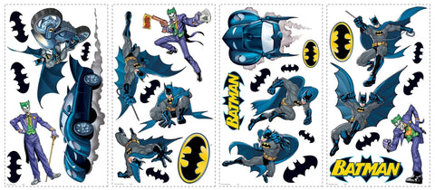 Batman Gotham Guardian Peel And Stick Wall Decals Vinyl Pack Of 1 featuring Batman, Batmobile, and Joker graphics for kids room decor