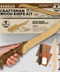 DIY Wooden Knife Making Kit For Kids Teens And Adults - Real Wood Craft Gift with parts displayed and assembled knife