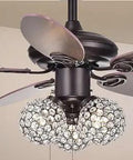Casimer 42 Inch Ceiling Fan With 5 Wood Blades, Three Light Kit, Crystal Accents, Bronze Finish, Contemporary Glam Vibe