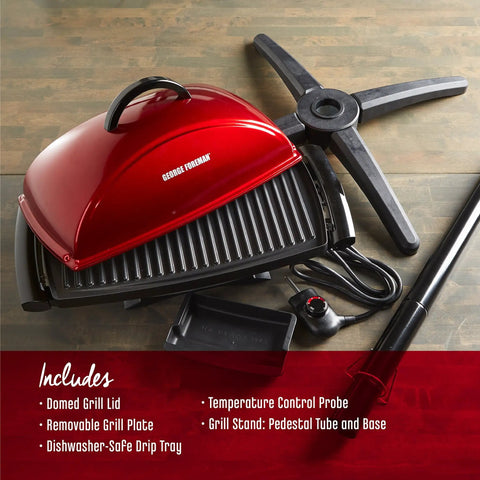 Indoor Outdoor Electric Grill With Nonstick Griddle Plate And Fat Reduction Drip Tray Twelve Plus Servings disassembled view