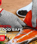 Premium Cut Resistant Kitchen Gloves Food Grade For Chefs And Butchers slicing salmon with lemon and spices