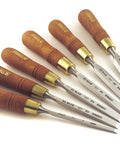 Pro Grade 6 Piece Woodworking Chisel Set with Hornbeam Handles and Chrome Manganese Steel Blades Hardened to Rc 59 in Various Sizes