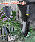 Beefy Heavy Duty Garden Trowel With Serrated Stainless Steel Blade Left Side Three Inch Sawtooth Hand Shovel in garden