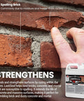 Heavy Duty Water Based Brick And Concrete Sealer Gives Your Masonry Super Solid Satin Finish while showing spalling brick damage.