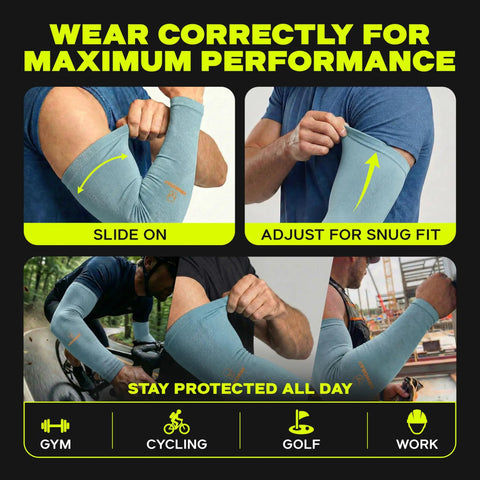 All Day Cool Arm Sleeves For Men And Women With UV Protection, Compression Fit, Tattoo Cover Up Sleeves Instructions