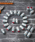 Top Rated 15 Pack Snap In Metal Clad Cable Connectors With 3/8 Inch Cable Grip And 1/2 Inch Knockouts arranged on a work surface.