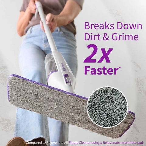 Rejuvenate PowerMax Multi Surface Spray Mop Kit With Cleaner. Includes Reusable Microfiber Sweep And Mop Pads For Deep Cleaning Hardwood Tile Floors. Easy One Hand Operation. Great For Daily Housekeeping Chores And Removing Dirt Grime From All Floor